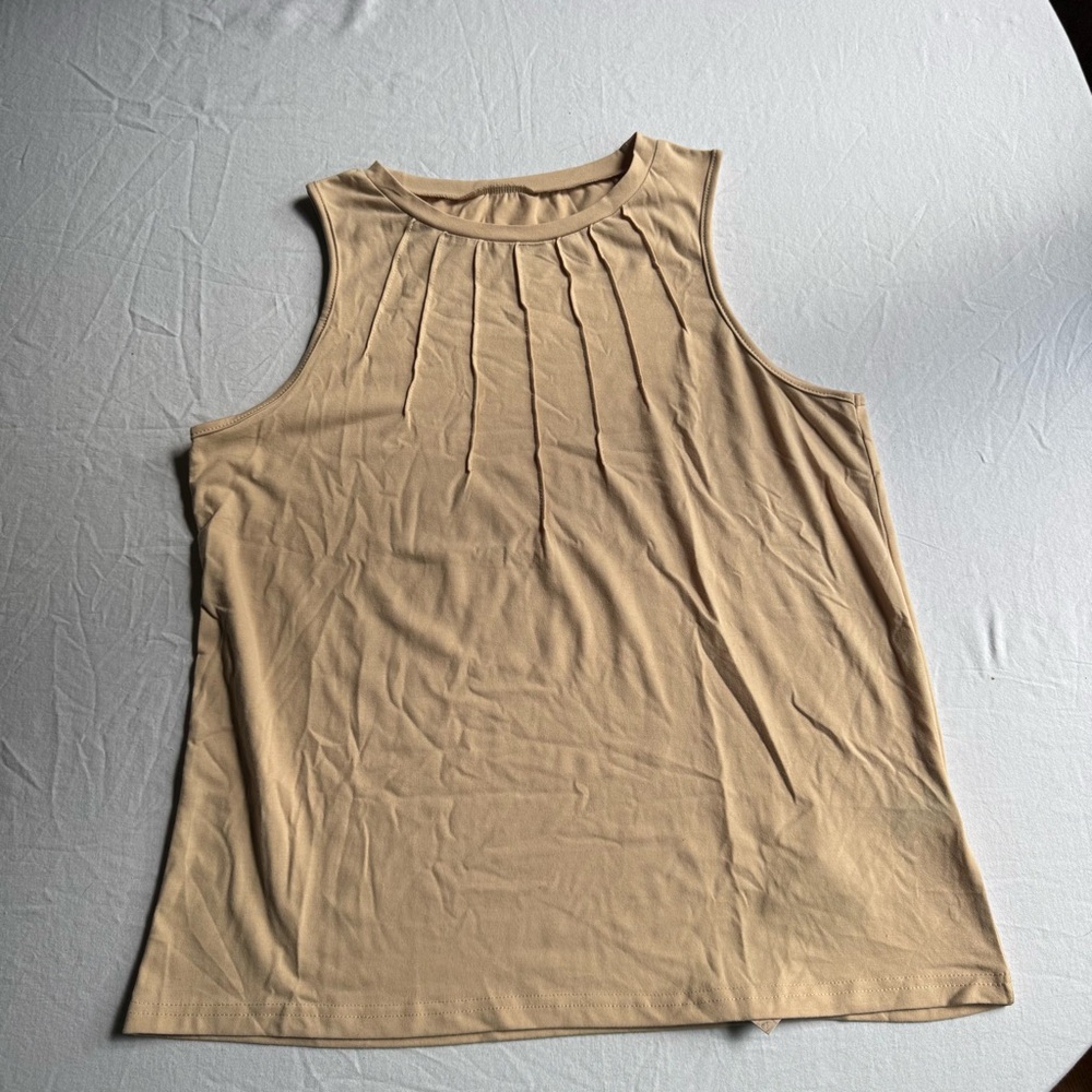 SHEIN Tan Pleated Tank Top